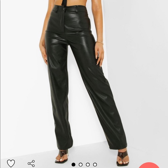 Boohoo Pants - Wide leg leather trousers